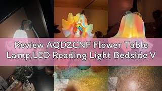 Review AQDZCNF Flower Table Lamp,LED Reading Light Bedside Vintage Flower Night Light,3 Colors Modes