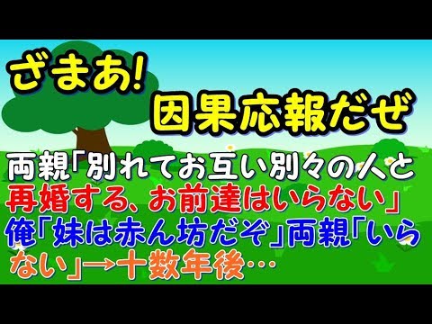 【因果応報】両親「別れてお互い別々の人と再婚する、お前達はいらない」俺「妹はどうすんだよ、まだ赤ん坊だぞ」両親「いらない」→十数年後… 【スカッとジャパン 速報 衝撃 修羅場】