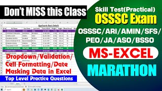 MS Excel Super Video for OSSSC Computer skill test exam | Computer practical exam question paper pdf
