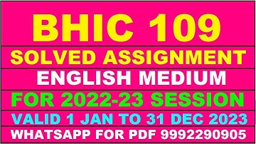bhic 109 solved assignment 2022-23 in english | bhic 109 solved assignment 2022-23 | bhic 109 2023