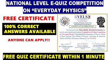 National Level E-Quiz on "Everyday Physics" | Free Certificate | Physics Quiz Certificate