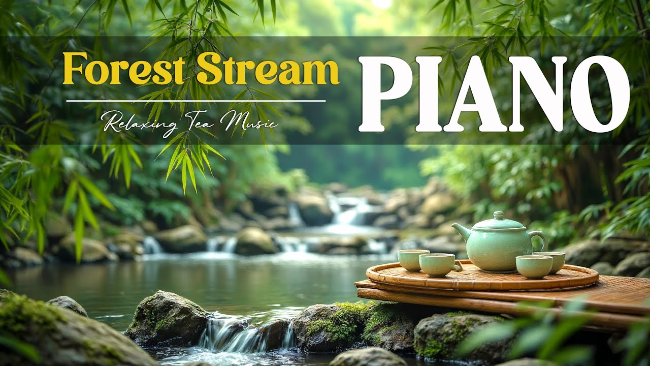 Forest Stream Serenity 🍵 February Tea Scene & Relaxing Piano Background Music for Stress Relief