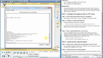 9.2.3.3 Packet Tracer Configuring ACL VTY lines