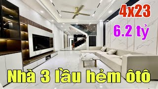 Ms435| 4Mx23M giá chỉ 6.2 tỷ Nhà đẹp 3 lầu. Hẻm xe hơi. Xây mới 100%, có phòng ở trệt!