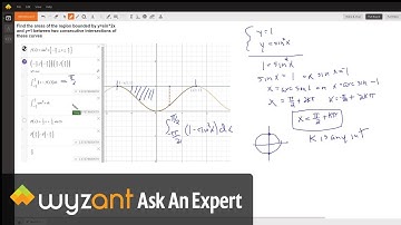 Find area between y=1 and y=sin^2x between consecutive points of intersection