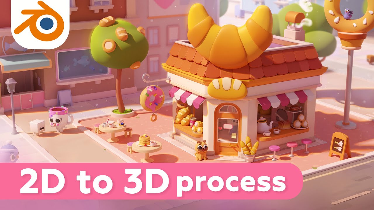 Illustration in Blender Creation process from 2D to 3D YouTube