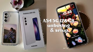 samsung galaxy A54 5G aesthetic unboxing  | setup, camera & accessoires
