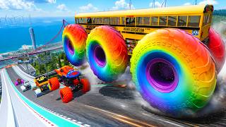 Epic High Speed monster trucks jumps stunts & crashes #208 | BeamNG Drive screenshot 1