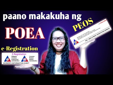PAANO MAKAKUHA NG POEA E-REGISTRATION AT PEOS CERTIFICATE
