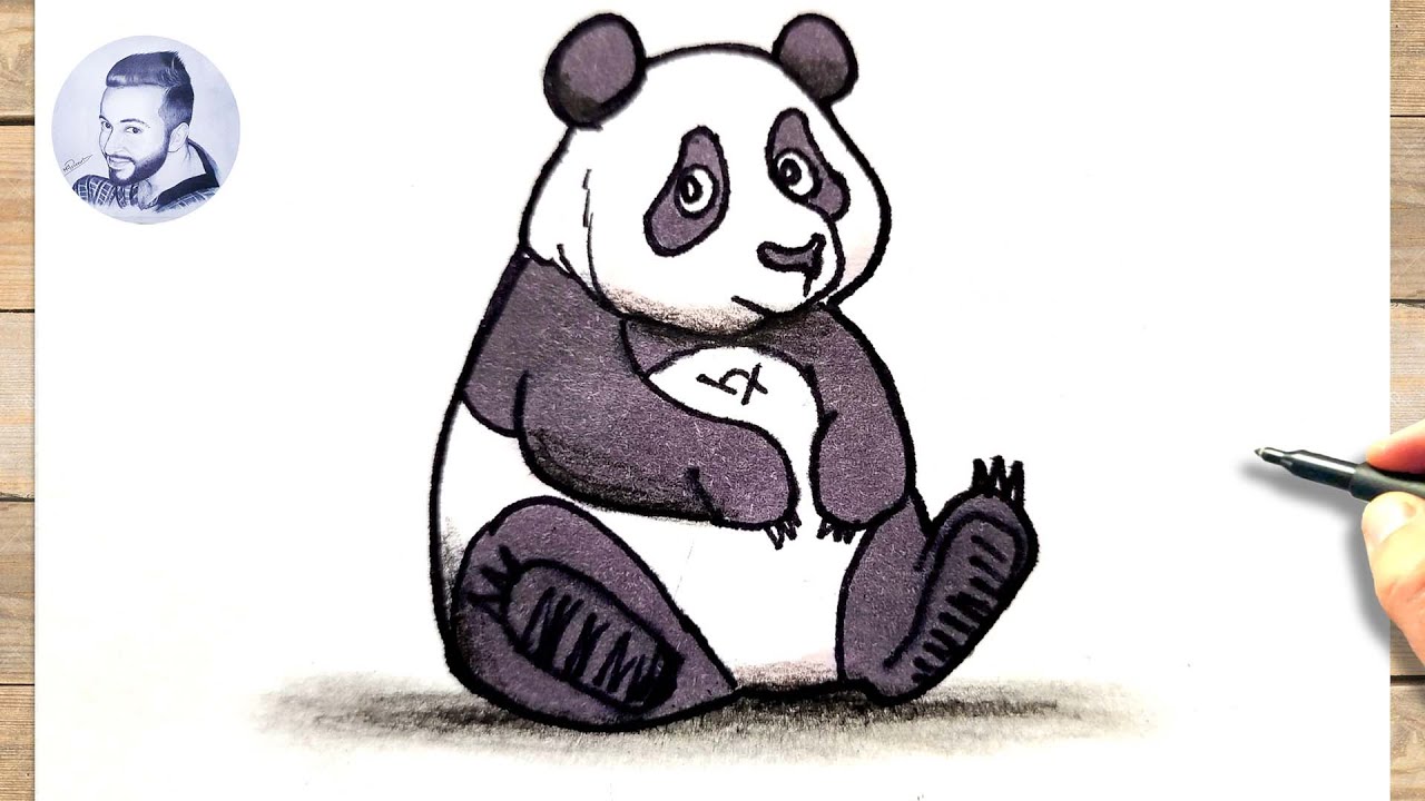 Comment dessiner un grand panda géant facile et rapide - YouTube
