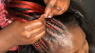03 (series) Braiding Long Natural Hair using Colored Braids *Beginner Friendly *