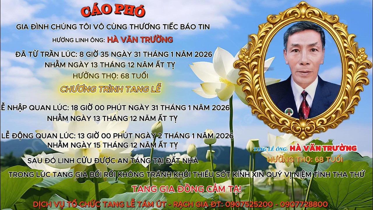 TANG LỄ ÔNG HÀ VĂN TRƯỜNG, 68 TUỔI