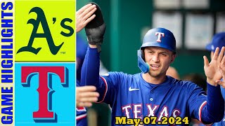 Rangers vs. Athletics [GAME HIGHLIGHTS] (05/07/24)| MLB Season 2024