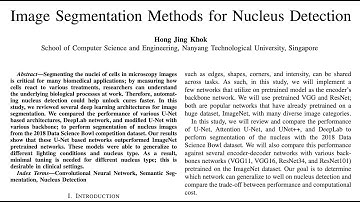 Comparing Image Segmentation Methods for Nucleus Detection
