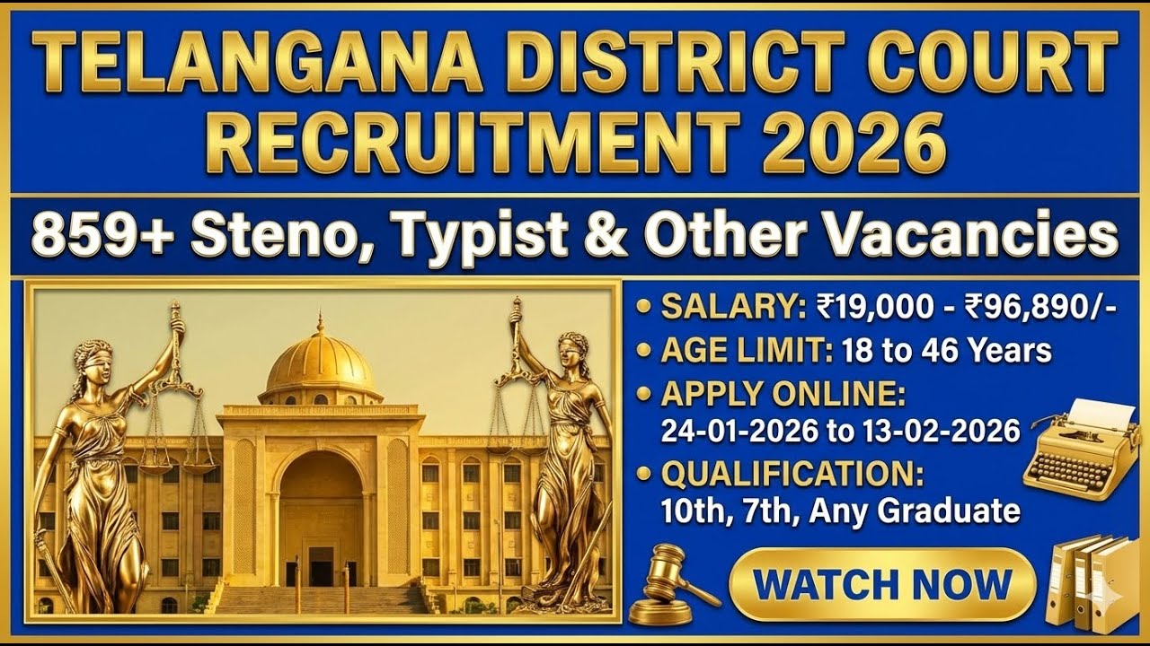 Telangana High Court Notification 2026 | 859+ Jobs | 10th,Inter,Degree | 50,000+ Salary Full Details