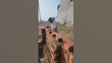installation of red bricks in the process of building a house, fast and neat #construction #shorts