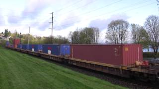 UP 4371 Leads A Stack Train @ Old Town Tacoma, WA w Canon HF11