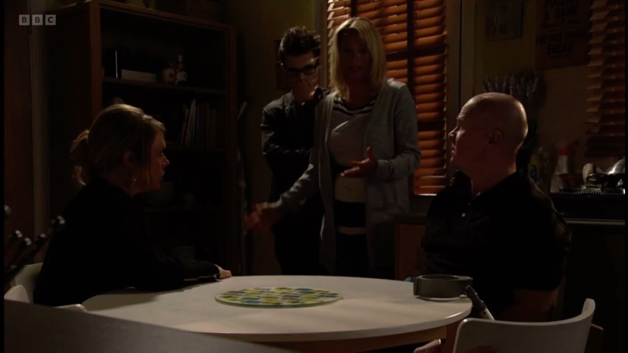 Eastenders Sharon tells Phil Kathy and Ben that Gavin sold her for a deal a trade for money scene