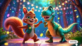 Squirrel & Dinosaur Dance - Monkey Dance || Song for Kids || Dinosaur play with squirrel,