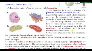 INTERNAL ORGANIZATION OF A TYPICAL CELL - CELL STRUCTURE AND FUNCTION- LEC 2 - PS ZOOLOGY 5TH.