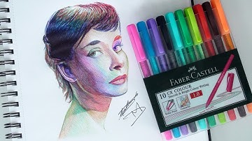 Testing Out Faber Castell Ballpoint Pens - Drawing Audrey Hepburn