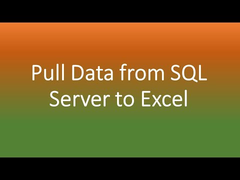 How to Pull Data from SQL Server to excel to create your own report,  excel sql query