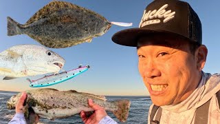 SoCal Surf Fishing  they were BITING! [Lucky Craft Flash Minnow]