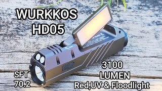 Wurkkos HD05 Led Taschenlampe Spot,Flut,Rot & UV Licht 3100 Lumen Test Review Flashlight Beamshots 