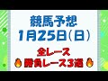 【競馬予想】1月25日(日)全レース予想/厳選3レース(平場予想・重賞予想)