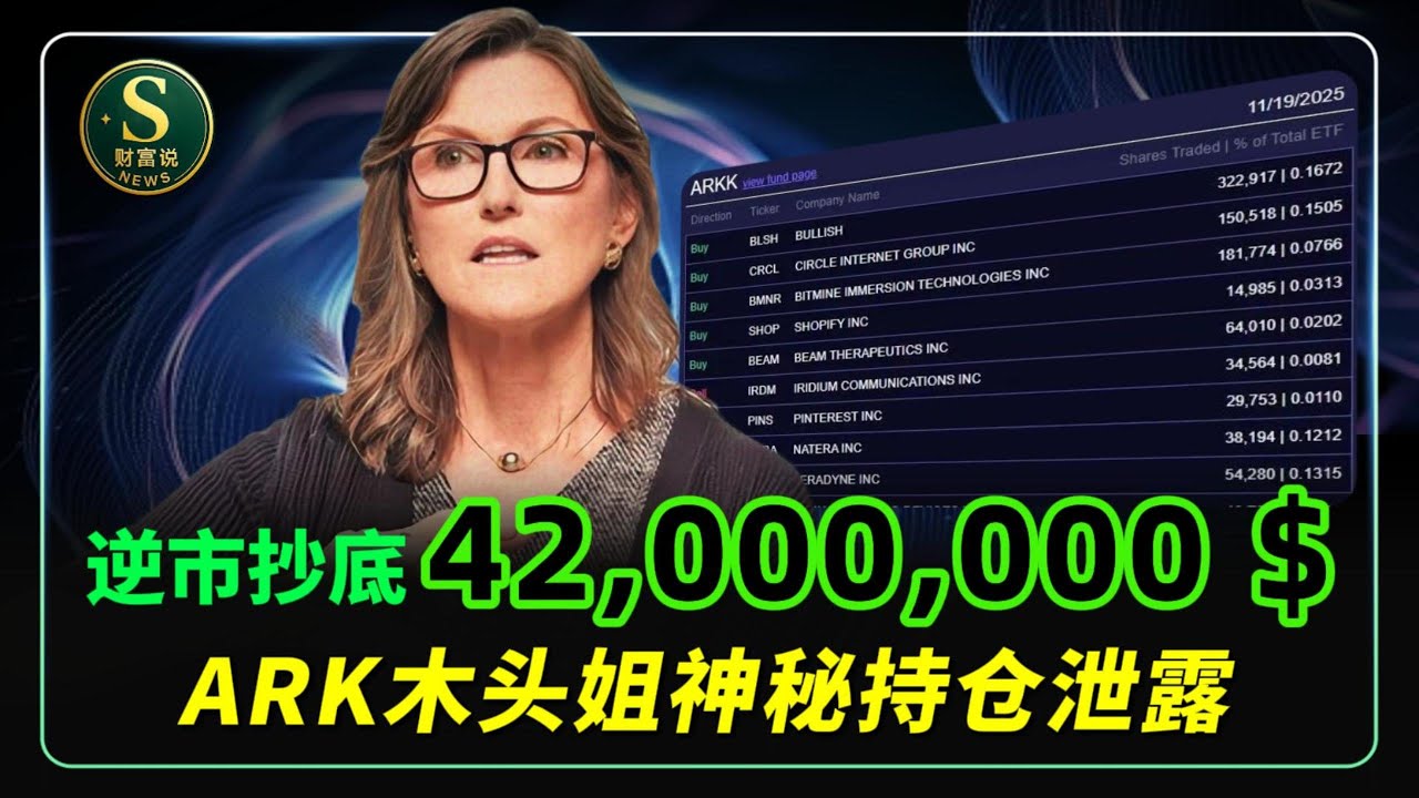 逆势抄底42,000,000 $  ？ARK木头姐神秘持仓泄露！BLSH,CRCL,HOOD,COIN,NVDA,TESLA,GOOGLE,AAPL,TSMC#美股 #投资 #价值投资