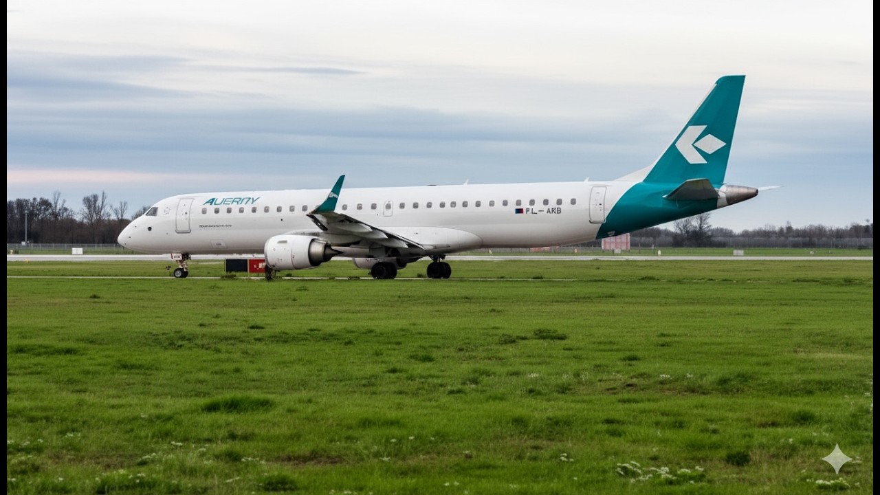Embraer E195LR Air Dolomiti Wet Runway Takeoff from Ancona to Munich! Close-Up EN8303 I-JENB