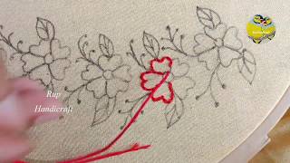 Beaded Hand Embroidery Border line Design, Borderline With Bead Work