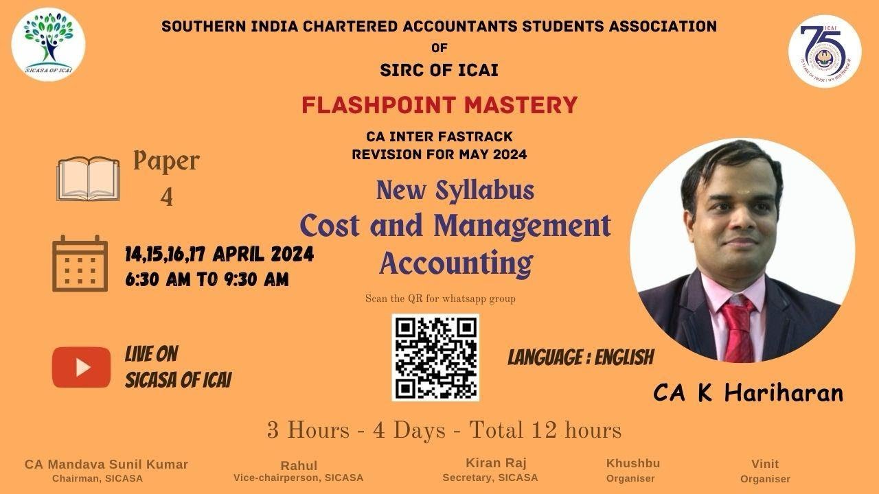 Paper 4 - Cost and Management Accounting (Fastrack Revision) - Session ...