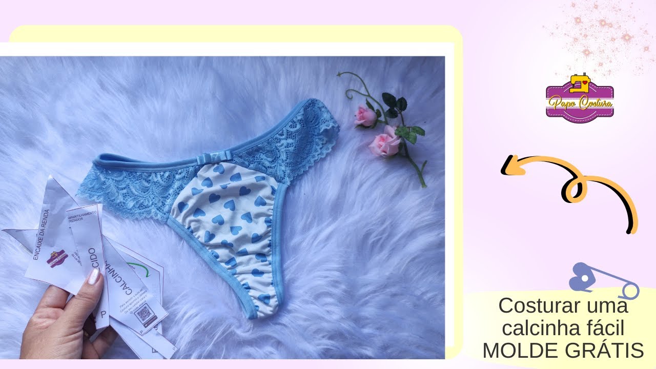 MOLDE GRÁTIS | Calcinha com lateral dupla toda embutida fácil com renda