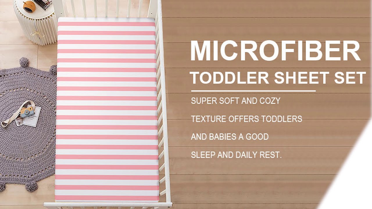 NTBAY 3-Piece Microfiber Toddler Sheet Set, Crib Fitted Sheet Flat Sheet and Envelope Pillowcase