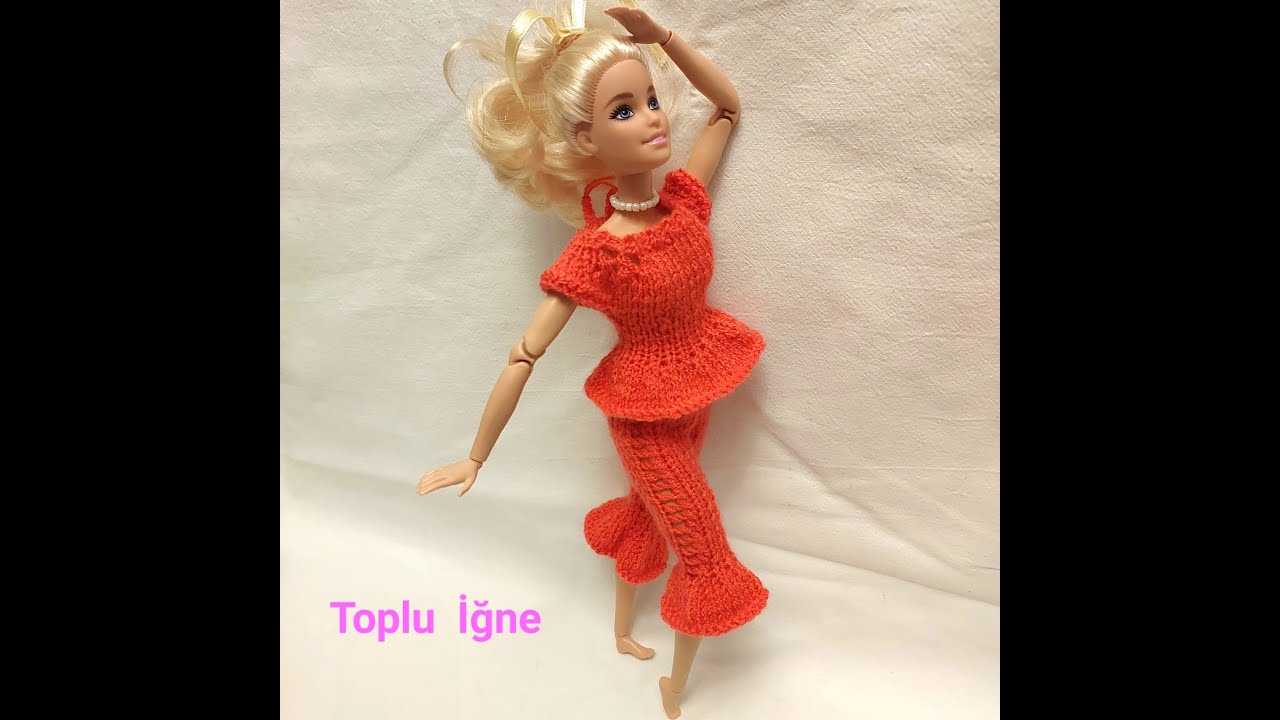 BARBİE BLUZ - PANTOLON YAPIMI - Barbie Giysi Yapımı - Knitting Barbie Doll Clothes Making
