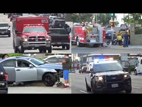 LAPD AND RESCUE 813 RESPONDING CODE 3 TRAFFIC COLLISION