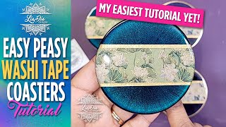 Super Easy Epoxy Resin Art Coasters using Washi Tape with Vintage Style Flowers - Resin Tutorial