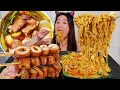 First Time Eating SINIGANG BABOY & ISAW! Filipino Pork Intestines & Pancit Canton Chow Mein Mukbang