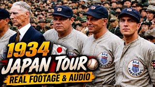 👉1934 Japan Tour 🇯🇵⚾️ | Babe Ruth & MLB Legends | REAL Footage & Audio | AI Colorized