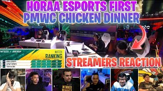 INDIAN & NEPALI STREAMERS REACTS ON HORAA ESPORTS FIRST PMWC CHICKEN DINNER FT CR7 HORAA SOUL MORTAL