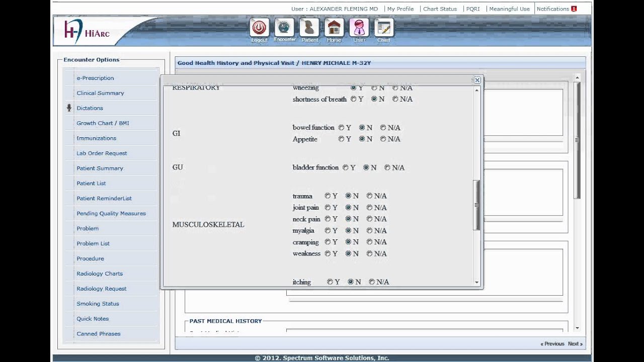 HiArc EHR -- Documentation using Quick Notes