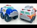 UNBOXING MY FIRST TONKA WOBBLE WHEELS POLICE CAR & FIRETRUCK - STORY WITH DISNEY MATER & PEPPA PIG