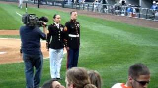 grace throws first pitch at white sox game september 11, 2010