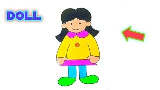 How to Make ( Doll ) Drawing گڑیا کی ڈرائنگ بنانے کا طریقہ step by step with colour Pinky drawing