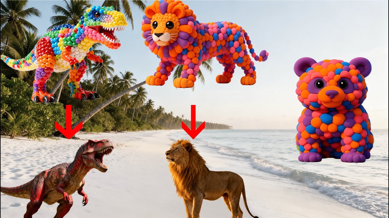 Farm Animal Habitats: dinosaurs, monkeys, wolves, lions, hippos – Learning about animals Part 53