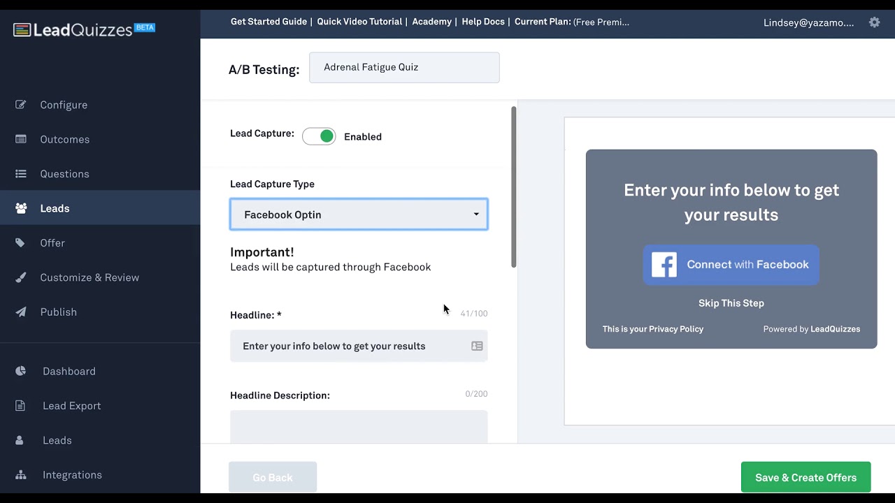 Video 6: How To Capture Leads With Your Quiz