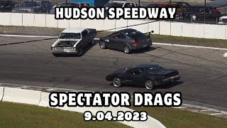 9.04.23 Hudson Speedway Spectator Drags All Rounds HUGE PILEUP in Finals @nemmTV
