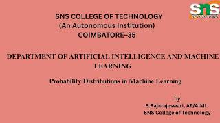 Probability Distributions | Machine Learning | SNS Institutions