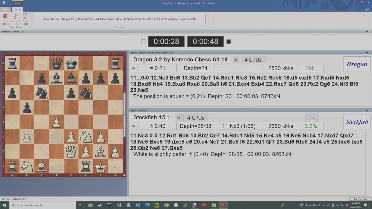 OLHA O RATING DAS ENGINES: DRAGON VS STOCKFISH 15 NNUE #Xadrez